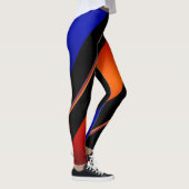 Oranje Blauwe Kant Wit-orbs Womens Aangepaste Legg Leggings (Rechts)