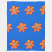 Oranje blauwe kunstbloemen fleece deken (Voorkant)