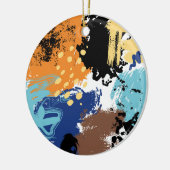 Oranje blauwe, middelgrote, blote, Abstracte gordi Keramisch Ornament (Links)