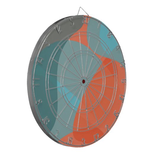 Oranje, blauwe, moderne, trendgolvende organische  dartbord (Voorkant Links)