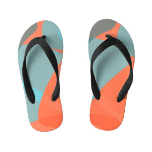 Oranje, blauwe, moderne, trendgolvende organische  kinder teenslippers