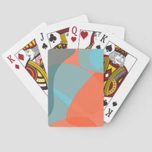 Oranje, blauwe, moderne, trendgolvende organische pokerkaarten