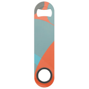 Oranje, blauwe, moderne, trendgolvende organische speed flessenopener