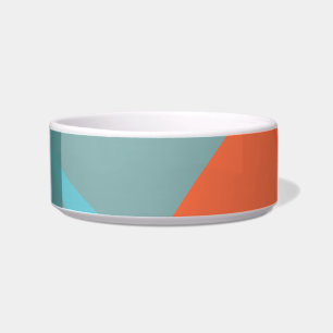 Oranje, blauwe, moderne, trendgolvende organische voerbakje