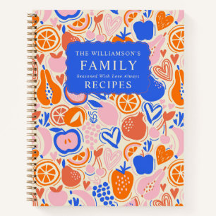 Oranje Blauwe Monogram Fruit Groenten Recepten Notitieboek