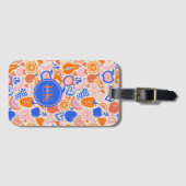 Oranje Blauwe Monogram Groenten Bagagelabel (Voorkant (horizontaal))