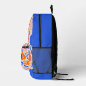 Oranje Blauwe Monogram Groenten Bedrukte Rugzak (Rechts)