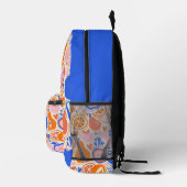 Oranje Blauwe Monogram Groenten Bedrukte Rugzak (Rechts)