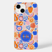 Oranje Blauwe Monogram Groenten Case-Mate iPhone Case (Achterkant)