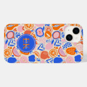 Oranje Blauwe Monogram Groenten Case-Mate iPhone Case (Achterkant (horizontaal))
