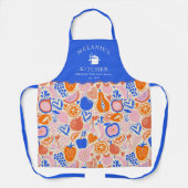 Oranje Blauwe Monogram Groenten Schort (Voorkant)