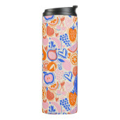 Oranje Blauwe Monogram Groenten Thermosbeker (Gedraaid links)