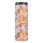 Oranje Blauwe Monogram Groenten Thermosbeker (Achterkant)