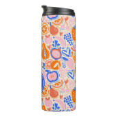 Oranje Blauwe Monogram Groenten Thermosbeker (Geroteerd rechts)