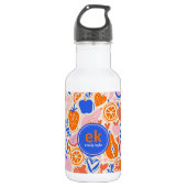 Oranje Blauwe Monogram Groenten Waterfles (Voorkant)