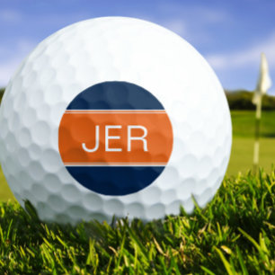 Oranje & Blauwe Monogram Initiaal Persoonlijke Gol Golfballen