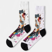 Oranje Blauwe Patroon Pop Art Dog Sokken (Links)