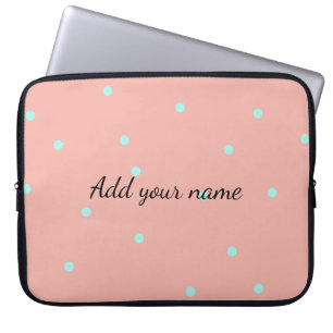 Oranje blauwe polka stippen abstracte voeg naam te laptop sleeve