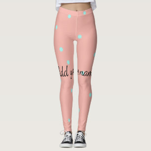 Oranje blauwe polka stippen abstracte voeg naam te leggings
