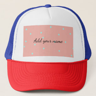 Oranje blauwe polka stippen abstracte voeg naam te trucker pet