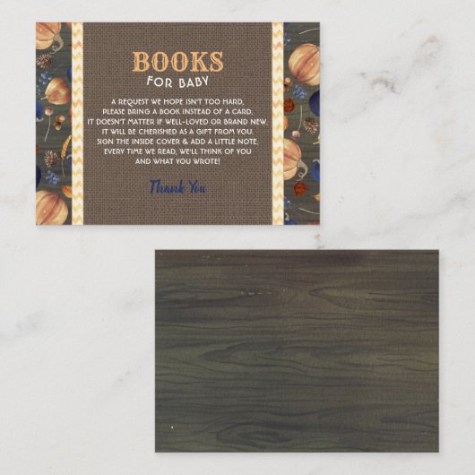 Oranje blauwe roestpompoenen voor Baby Informatiekaartje (Voorkant / Achterkant)