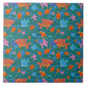 Oranje, blauwe, roze kleurige vondvis in de Zee Tegeltje (Voorkant)