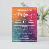 Oranje blauwe roze Waterverf-3x5 de Uitnodiging va (Staand voorkant)