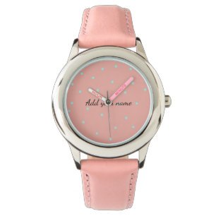 Oranje blauwe stippen abstract toevoegen naamtekst horloge