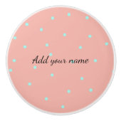 Oranje blauwe stippen abstract toevoegen naamtekst keramische knop (Voorkant)