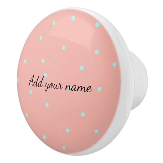 Oranje blauwe stippen abstract toevoegen naamtekst keramische knop (Rechts)