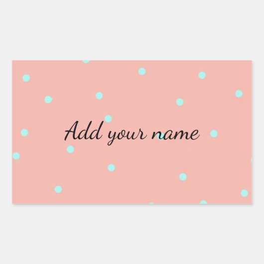Oranje blauwe stippen abstract toevoegen naamtekst rechthoekige sticker (Voorkant)