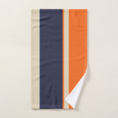 Oranje blauwe strepen en tapijtschelpen bad handdoek (Handdoek)