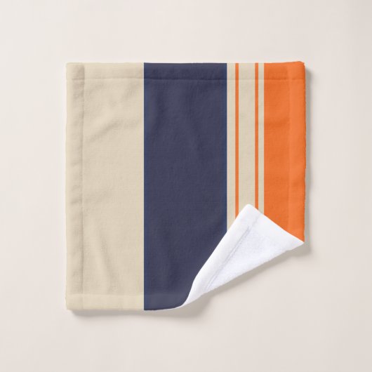 Oranje blauwe strepen en tapijtschelpen bad handdoek (Wasdoekje)