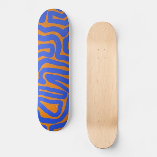 Oranje blauwe strepen persoonlijk skateboard (Voorkant)