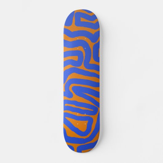 Oranje blauwe strepen persoonlijk skateboard (Voorkant)