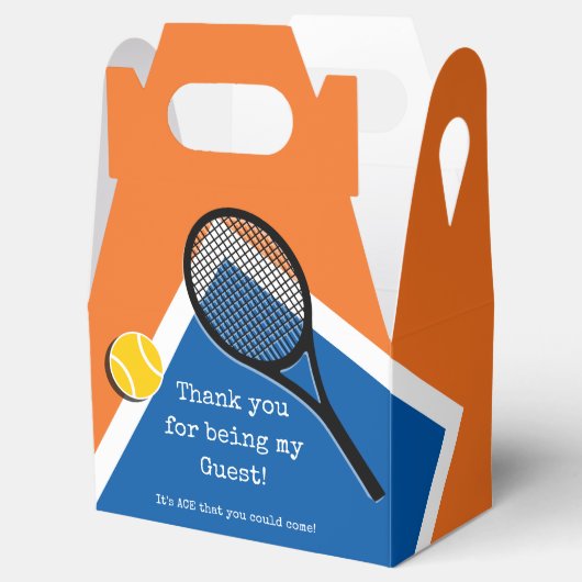 Oranje - blauwe tennisbaan , aanpasbaar bedankdoosjes (Geopend)