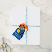 Oranje - blauwe tennisbaan , aanpasbaar cadeaulabel (Met Touw)