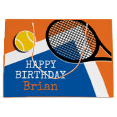 Oranje - blauwe tennisbaan , aanpasbaar groot cadeauzakje (Voorkant)