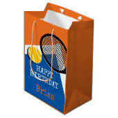 Oranje - blauwe tennisbaan , aanpasbaar medium cadeauzakje (Voorkant Gekanteld)