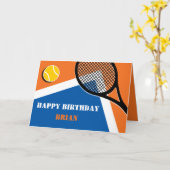 Oranje - blauwe tennisbaan aanpasbare kaart (Gele Bloem)