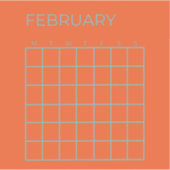 Oranje Blauwe Tosca Februari Niet-gedateerde Kalen Sticker (Voorkant)