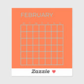 Oranje Blauwe Tosca Februari Niet-gedateerde Kalen Sticker (Vel)