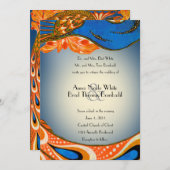 Oranje blauwe  uitnodiging tot het huwelijk (Voorkant / Achterkant)