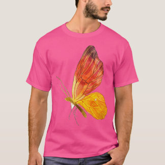 Oranje blauwe vlinder met bewaterde kleur t-shirt