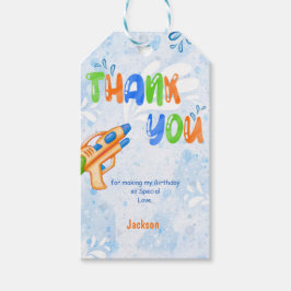 Oranje & Blauwe Waterpistool Cadeautags Cadeaulabel