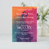 Oranje Blauwe Waterverf - 3x5 bruiloft uitnodiging (Staand voorkant)