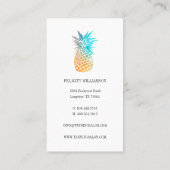 Oranje & Blauwe Waterverf Tropische Ananas Fruit Visitekaartje (Achterkant)