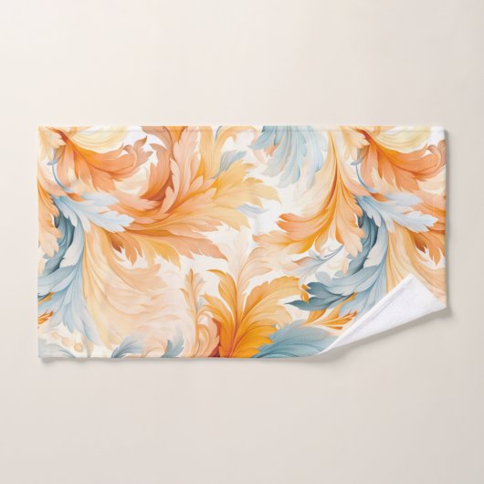 Oranje Blauwe Wildbloem Veer Bad Handdoek (Handdoek)