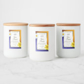 Oranje blauwe witte glitteretiketten met Logo Voedselcontainer Etiket (Flessen)