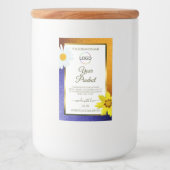 Oranje blauwe witte glitteretiketten met Logo Voedselcontainer Etiket (Voorkant)